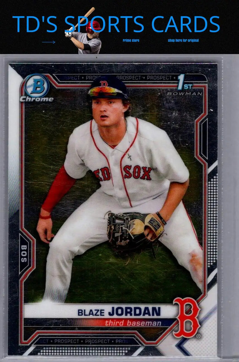 Blaze Jordan Chrome baseball card from 2021 Bowman Jordan Chrome Prospects collection