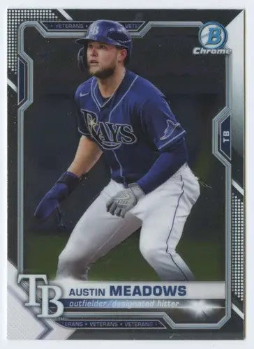 Austin Meadows baseball card from 2021 Bowman Chrome featuring original gloss, great for collectors