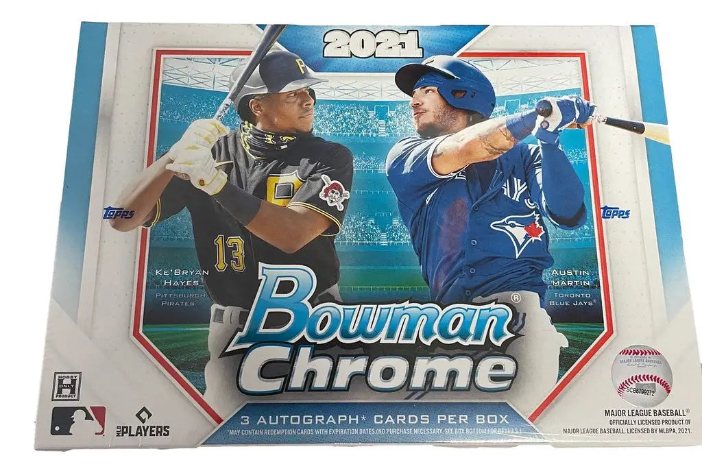 2021 Bowman Chrome Baseball HTA Hobby Box featuring top players and chrome prospect set