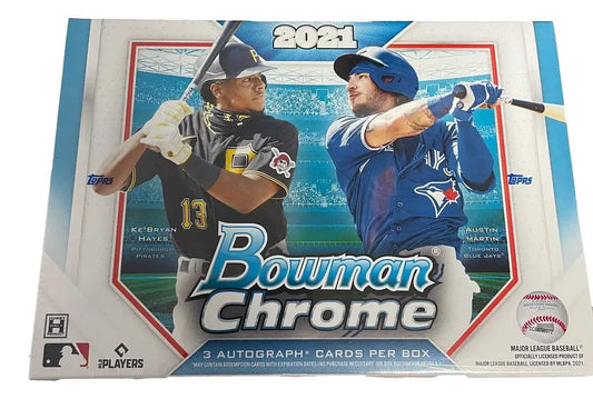 2021 Bowman Chrome Baseball HTA Hobby Box featuring top players and chrome prospect set