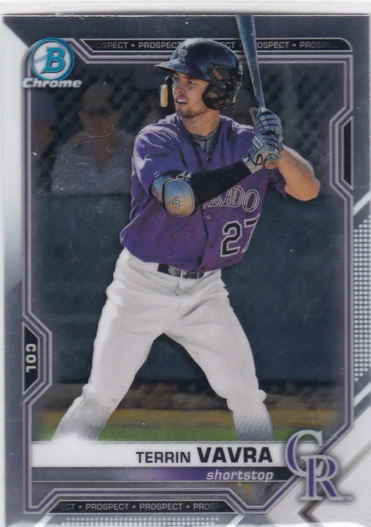 2021 Bowman Chrome #BCP-100 Terrin Vavra Colorado Rockies - Baseball Card Single