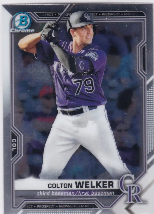 2021 Bowman Chrome #BCP-15 Colton Welker Colorado Rockies - Baseball Card Single