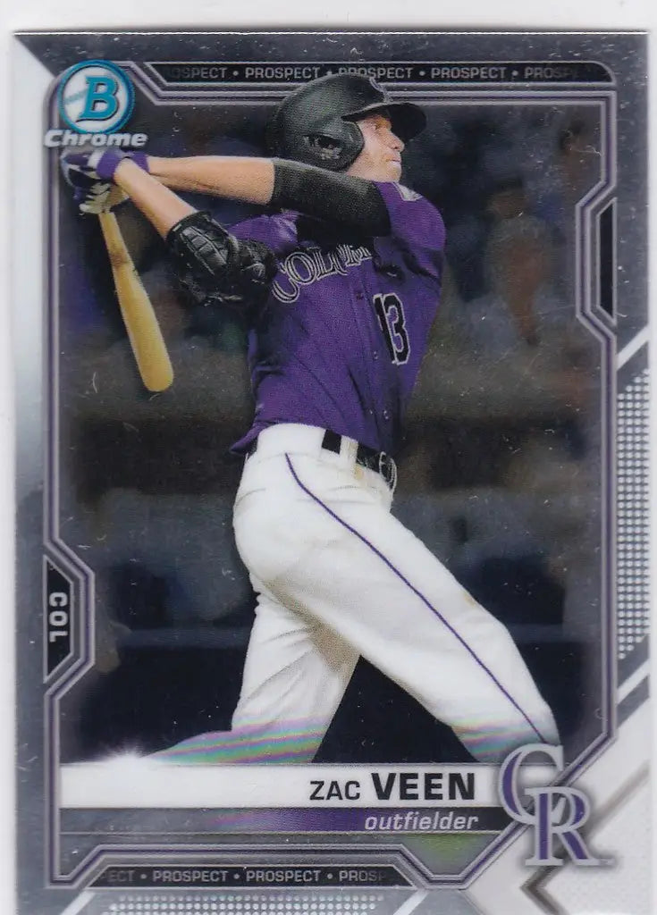 2021 Bowman Chrome #BCP-3 Zac Veen Colorado Rockies