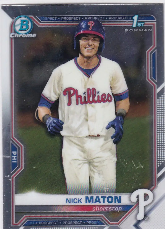 2021 Bowman Chrome #BCP-5 Nick Maton Bowman 1st Philadelphia Phillies - Baseball Card Single