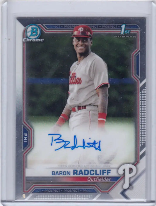 2021 Bowman Chrome #CPA-BRA Baron Radcliff 1st Bowman Auto Philadelphia Phillies - Baseball Card Single