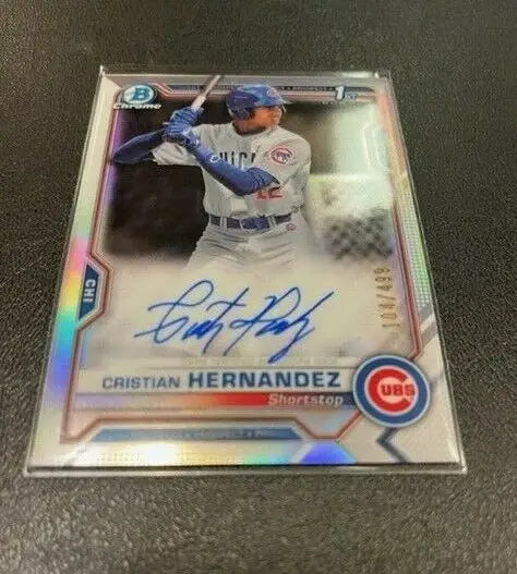 2021 Bowman Chrome Cristian Hernandez Refractor Auto Autograph baseball card Cubs #CPA-CH