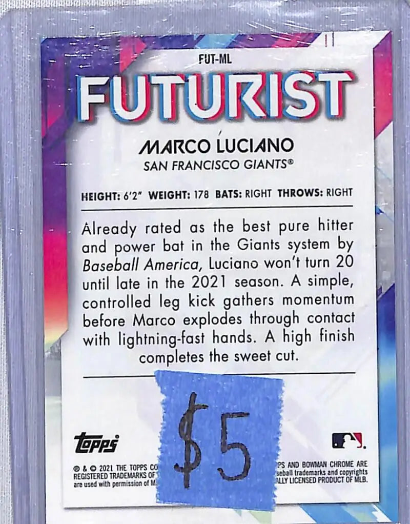2021 Bowman Chrome Futurist Mojo #FUT-ML Marco Luciano NM-MT San Francisco Giants - Baseball Card Single