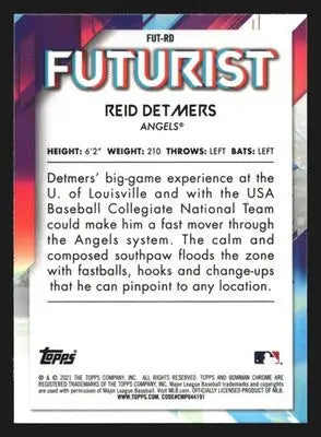 2021 Bowman Chrome Futurist Reid Detmers #FUT-RD Insert Los Angeles Angels - Baseball Card Single