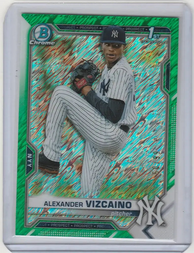 2021 Bowman Chrome Green Shimmer #BCP-212 Alexander Vizcaino New York Yankees 50/99