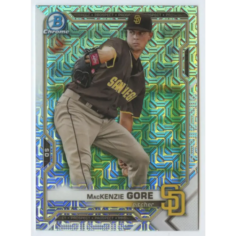 2021 Bowman Chrome Mega Box Mojo Refractor #BCP-105 MacKenzie Gore NM-MT San Diego Padres Baseball Card - Baseball Card