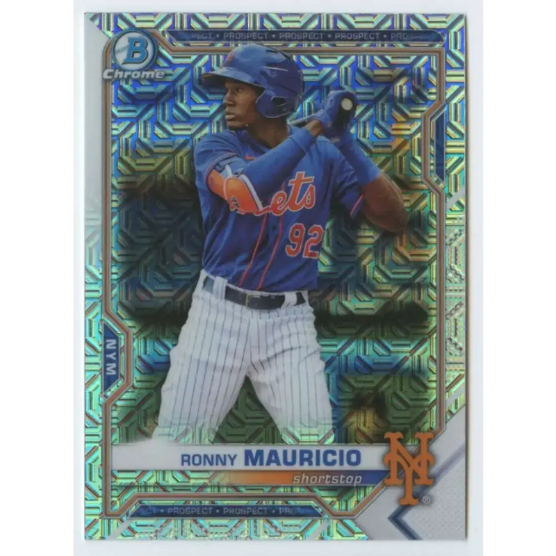 2021 Bowman Chrome Mega Box Mojo Refractor #BCP-23 Ronny Mauricio NM-MT New York Mets Baseball Card - Baseball Card Box