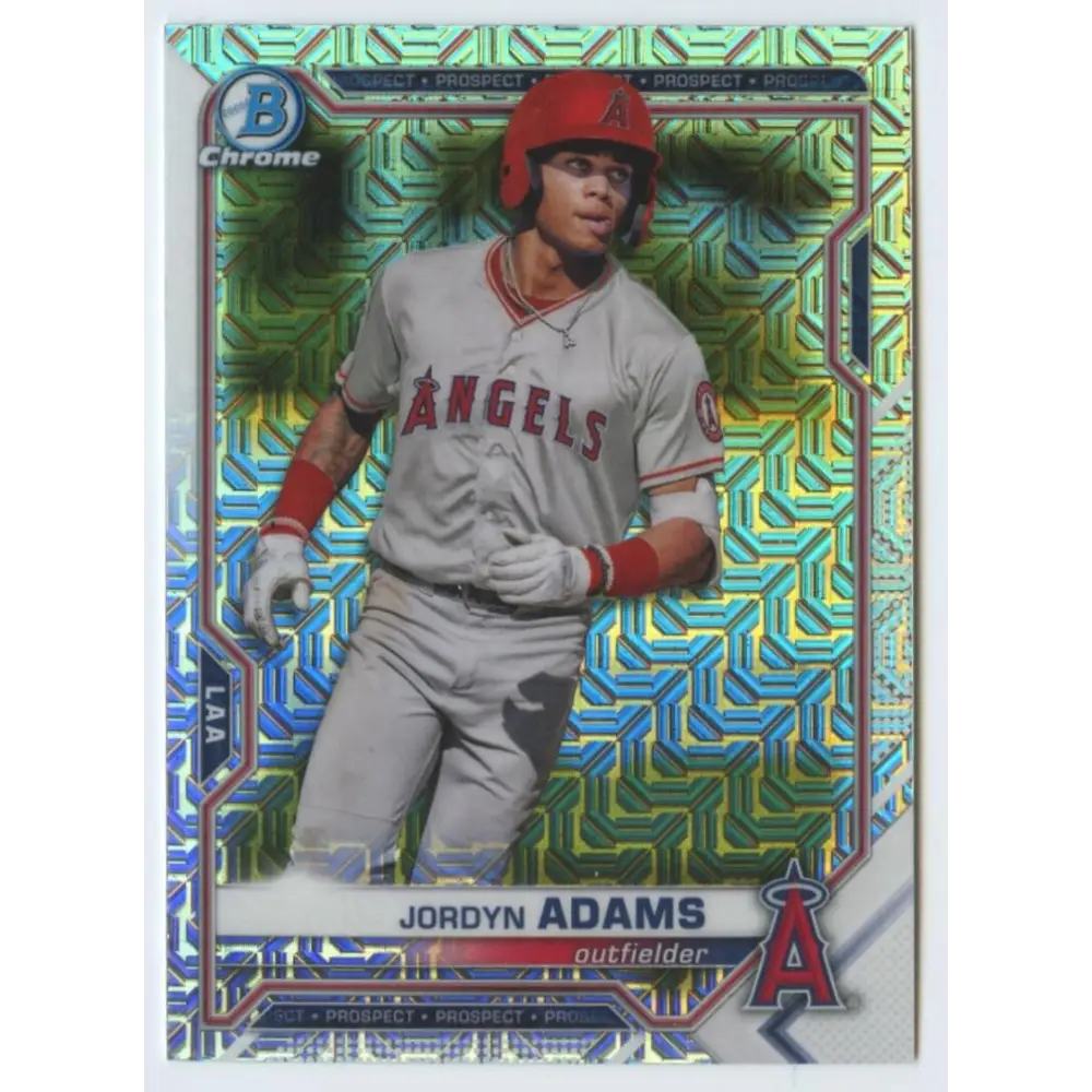 2021 Bowman Chrome Mega Box Mojo Refractor #BCP-30 Jordyn Adams NM-MT Los Angeles Angels Baseball Card Image 1