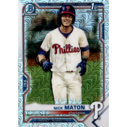 2021 Bowman Chrome Mega Box Mojo Refractor #BCP-5 Nick Maton NM-MT Philadelphia Phillies Baseball Card
