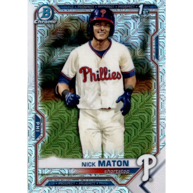 2021 Bowman Chrome Mega Box Mojo Refractor #BCP-5 Nick Maton NM-MT Philadelphia Phillies Baseball Card - Baseball Card