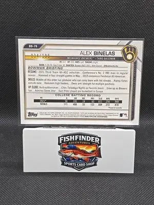 2021 Bowman Draft - Alex Binelas #BD-79 Aqua /199 (RC) - Baseball Card Single