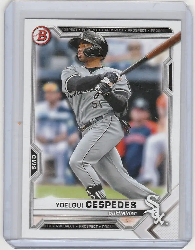 Baseball card of Yoelqui Cespedes swinging bat for Chicago White Sox, BD-171 Yoelqui Cespedes