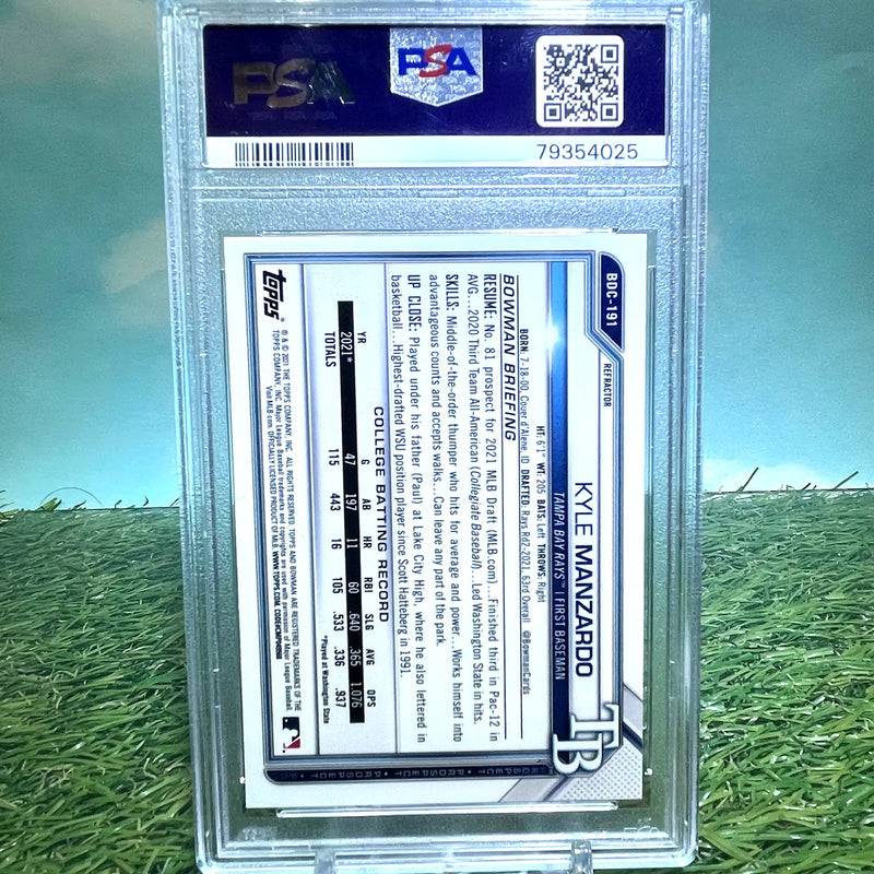 2021 Bowman Draft Chrome Kyle Manzardo 1st SP Blue Refractor PSA 10 - Baseball Card Single