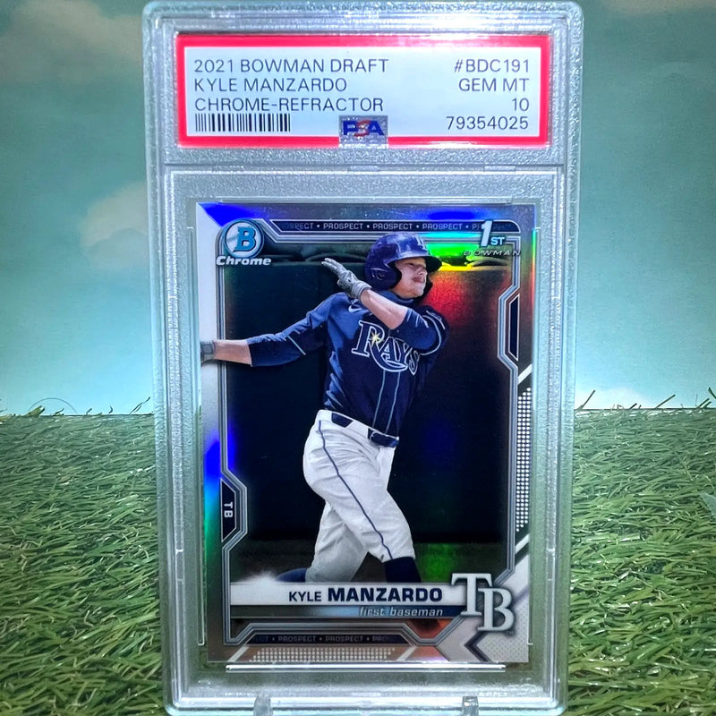 2021 Bowman Draft Chrome Kyle Manzardo 1st SP Blue Refractor PSA 10 - Baseball Card Single