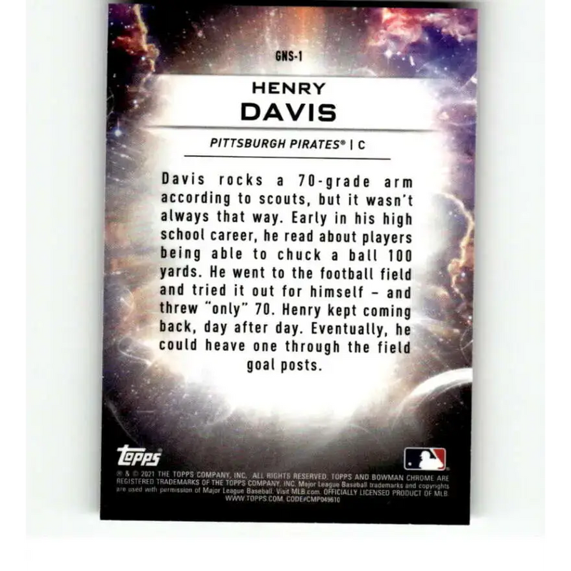2021 Bowman Draft Genesis #GNS-1 Henry Davis NM-MT Pittsburgh Pirates Baseball Card - Baseball Card Single