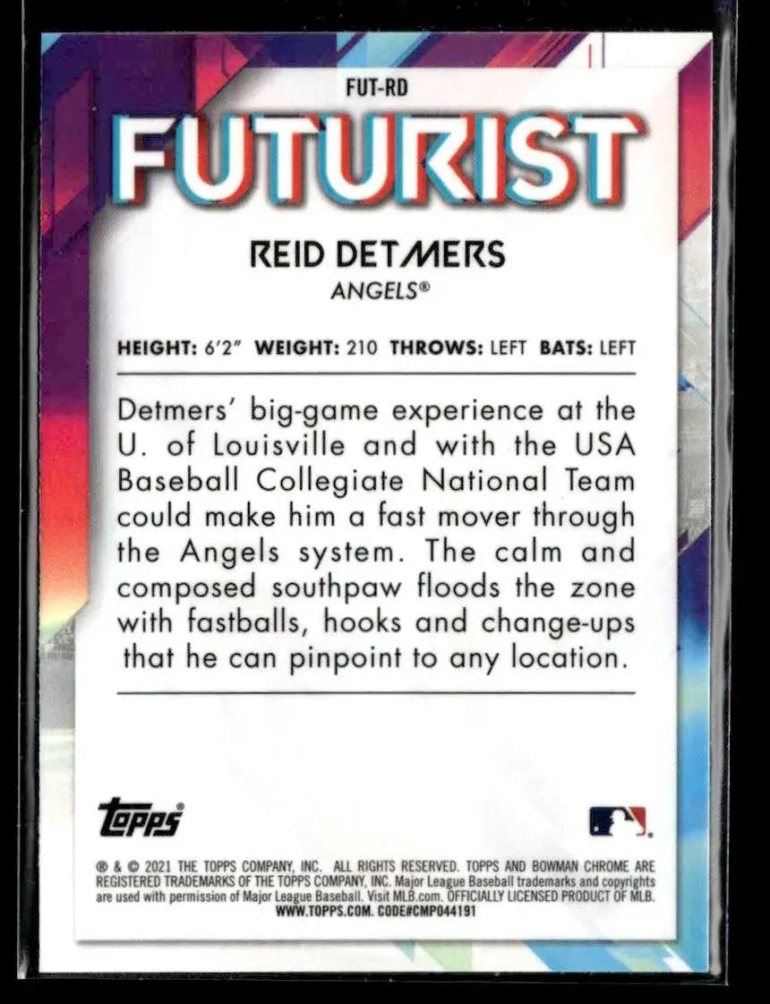 2021 Bowman #FUT-RD Reid Detmers Chrome Futurist - Baseball Card Single