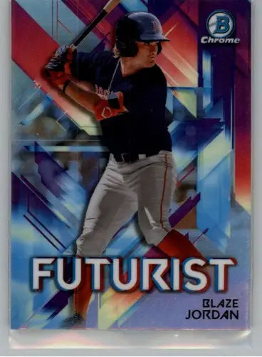 Baseball card from Bowman Futurist Refractor series featuring Blaze Jordan Red Sox