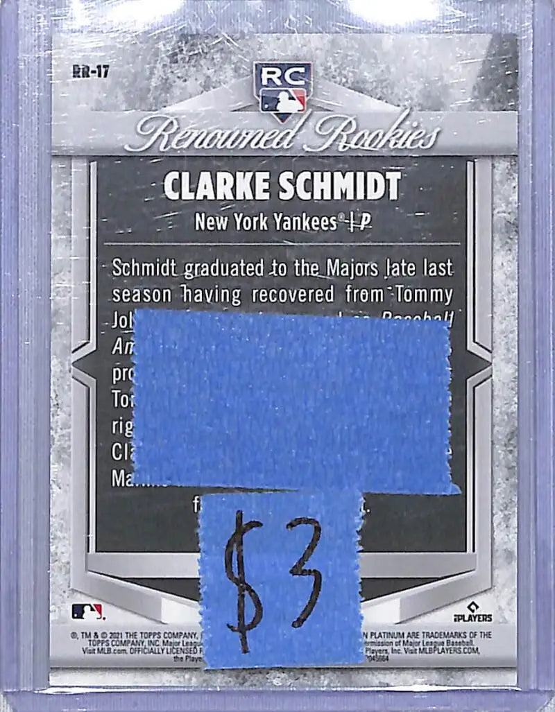 2021 Bowman Platinum Purple #RR-17 Clarke Schmidt NM-MT 35/250 New York Yankees