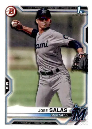 Original gloss Bowman Prospects Jose Salas baseball card from 2021 Bowman Prospects series