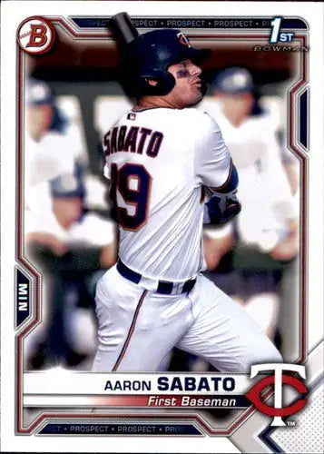 2021 Bowman Prospects Aaron Sabato baseball card with original gloss from Twins collection