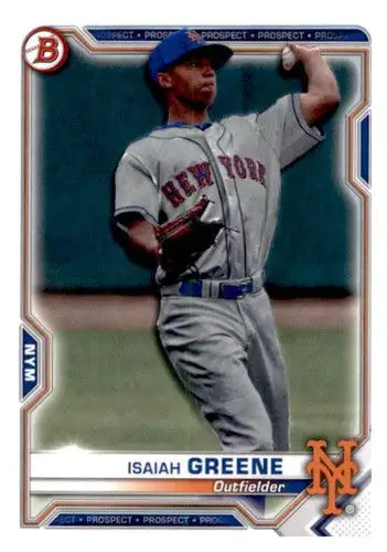 Isaiah Greene Bowman Prospects baseball card with original gloss from 2021 Bowman Prospects series