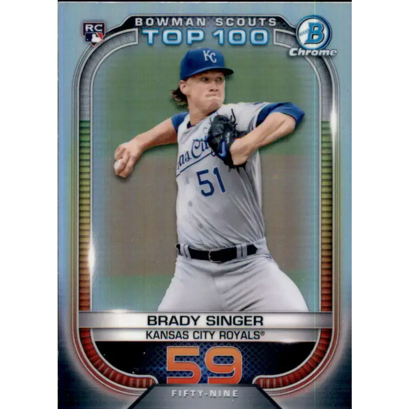 2021 Bowman Scout’s Top 100 Refractor #BTP-59 Brady Singer NM-MT Kansas City Royals Baseball Card - Baseball Card Single