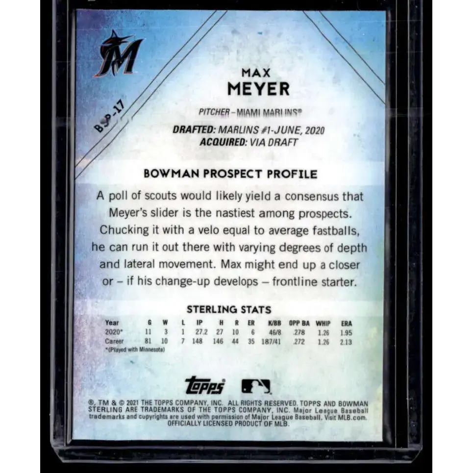 2021 Bowman Sterling #BSP-17 Max Meyer NM-MT - Baseball Card Single