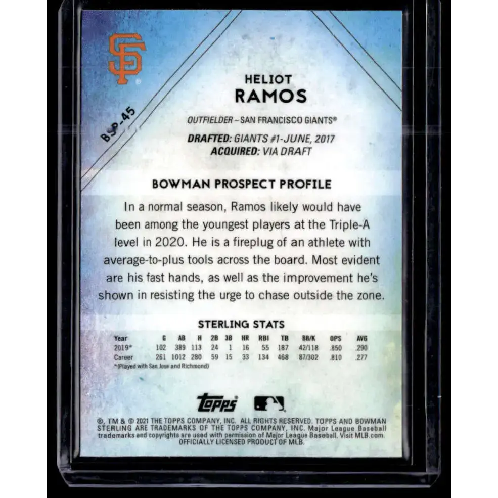 2021 Bowman Sterling #BSP-45 Heliot Ramos NM-MT - Baseball Card Single
