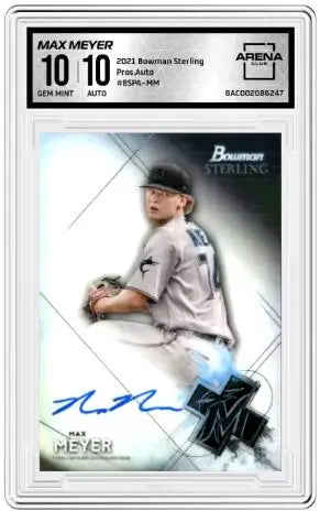 2021 Bowman Sterling Max Meyer #BSPA-MM Prospect Auto Baseball Arena Club 10 - Baseball Card Single