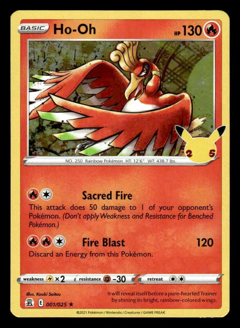 2021 Celebrations Ho-Oh #001/025 Holo Rare NM - Pokémon Card Single