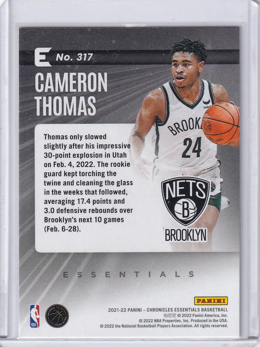 2021 CHRONICALS ESSENTIALS #317 CAMERON THOMAS PINK- BROOKLYN NETS - Basketball Card Single