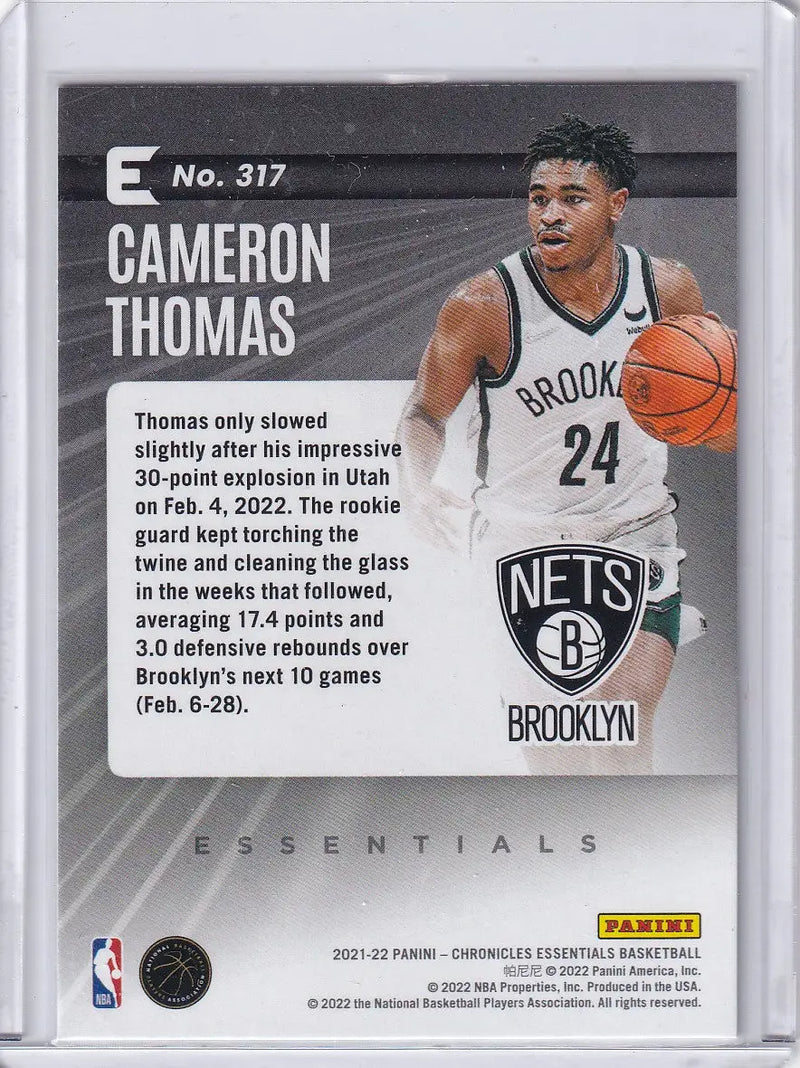 2021 CHRONICALS ESSENTIALS #317 CAMERON THOMAS PINK- BROOKLYN NETS - Basketball Card Single
