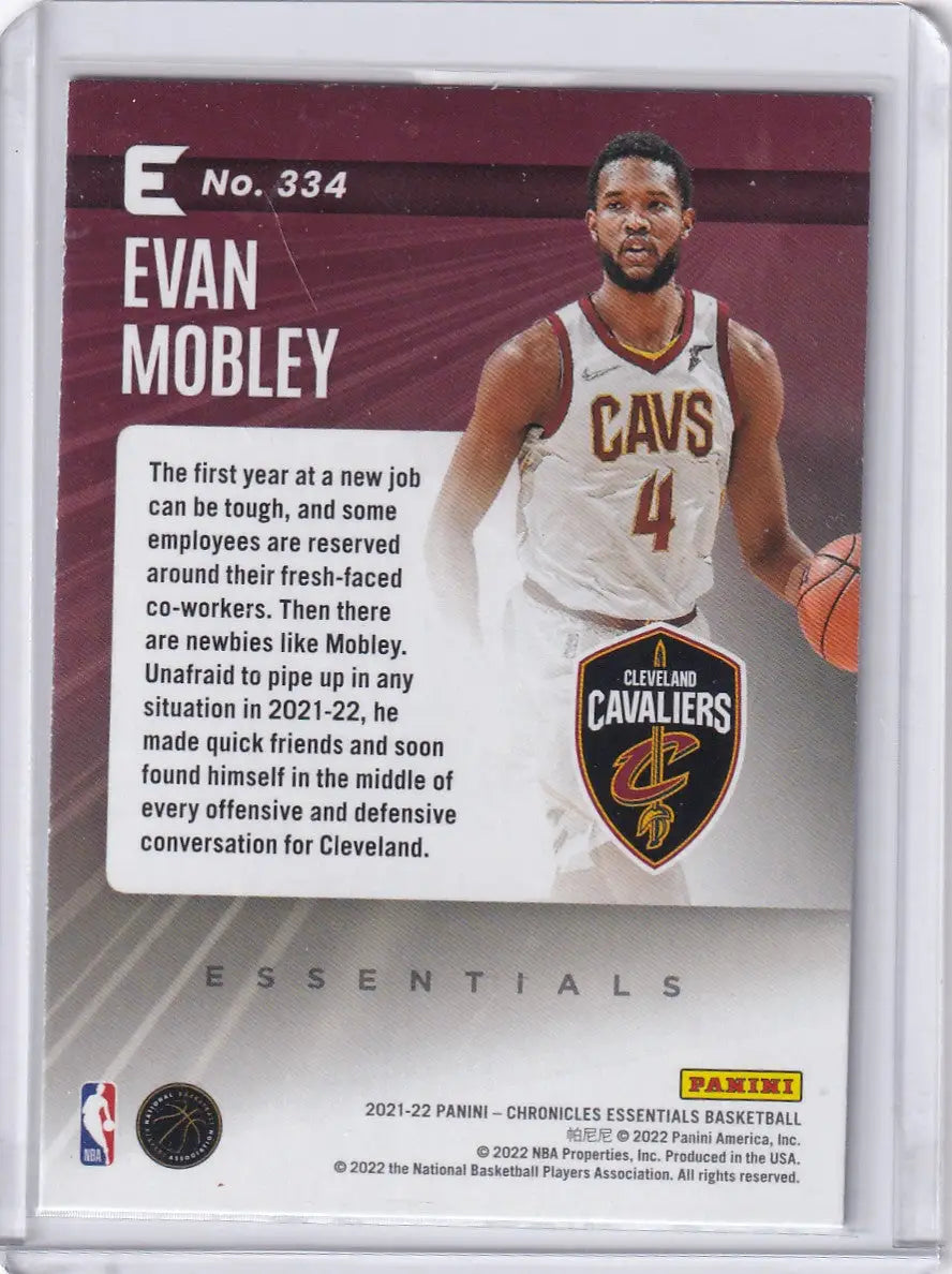 2021 CHRONICALS ESSENTIALS #334 EVAN MOBLEY- CLEVELAND CAVALIERS - Basketball Card Single