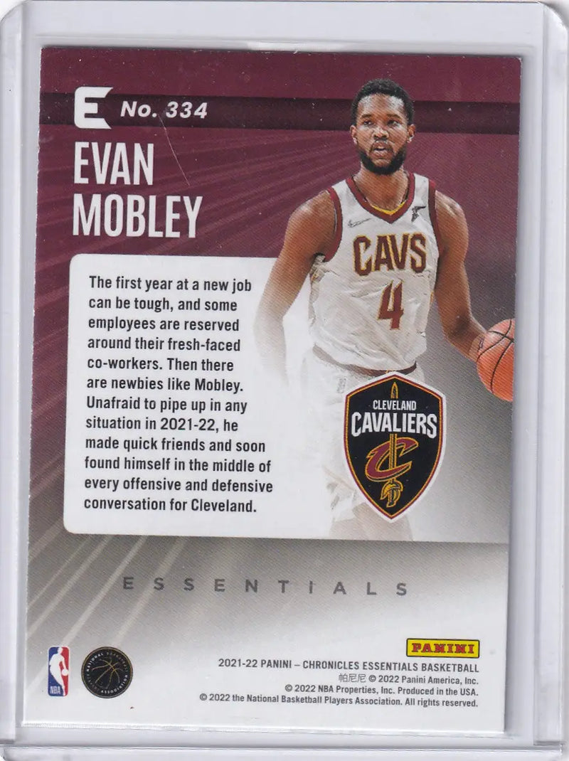 2021 CHRONICALS ESSENTIALS #334 EVAN MOBLEY- CLEVELAND CAVALIERS - Basketball Card Single
