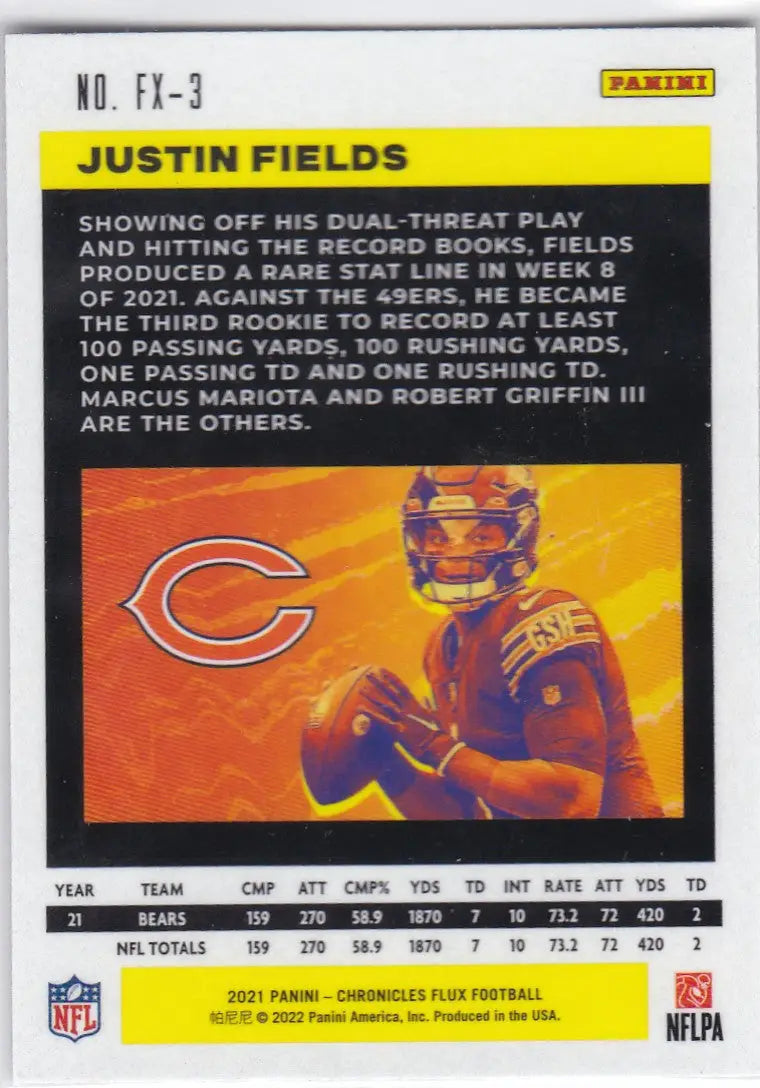 2021 CHRONICALS FLUX #FX-3 JUSTIN FIELDS- CHICAGO BEARS