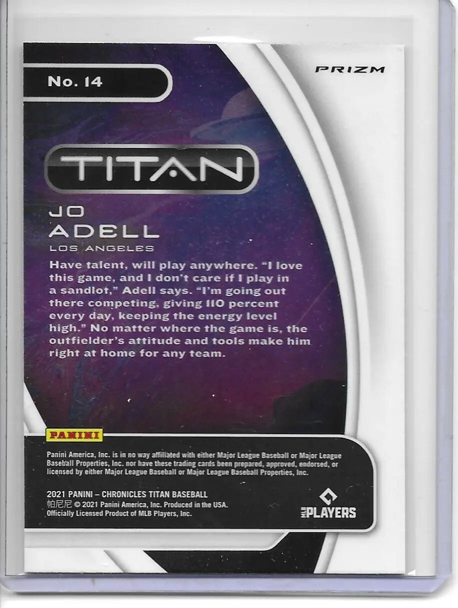 2021 CHRONICLES TITAN JO ADELL ROOKIE PURPLE VELOCITY PRIZM (455)