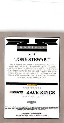 2021 Donruss #10 Tony Stewart Optic - Racing Card Single