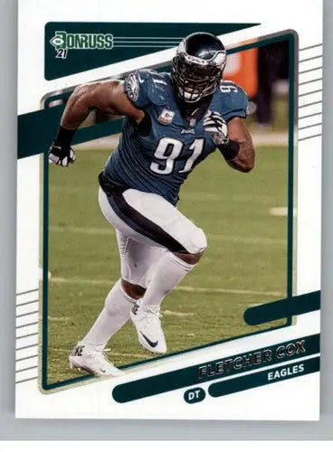 Fletcher Cox football card from 2021 Donruss featuring original gloss and Simply Sandoval style