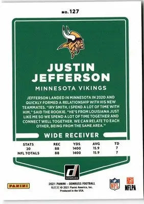 2021 Donruss #127 Justin Jefferson - Football Card Single