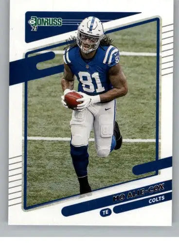 Original gloss of Mo Alie-Cox football card from 2021 Donruss Colts series