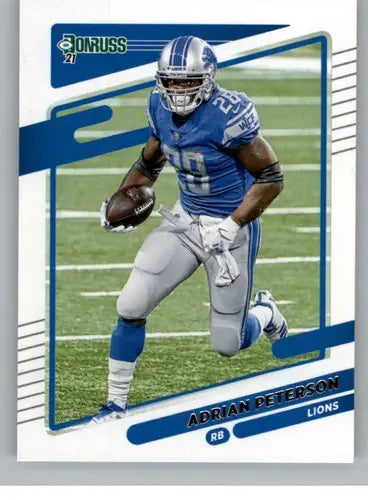 Adrian Peterson football card with original gloss from 2021 Donruss NM-MT Lions