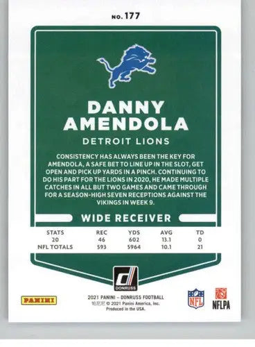 2021 Donruss #177 Danny Amendola NM-MT Lions - Football Card Single
