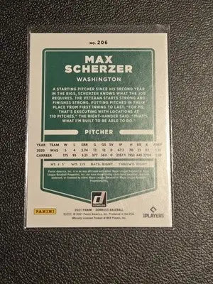2021 Donruss #206b Max Scherzer Holo Orange - Baseball Card Single