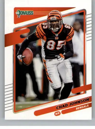 Original gloss 2021 Donruss Chad Johnson football card displayed in Simply Sandoval sports cards collection