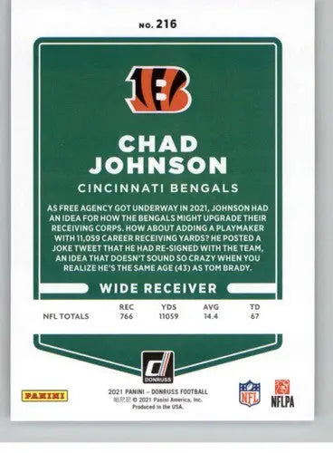 2021 Donruss Chad Johnson football card with original gloss from Simply Sandoval sports cards