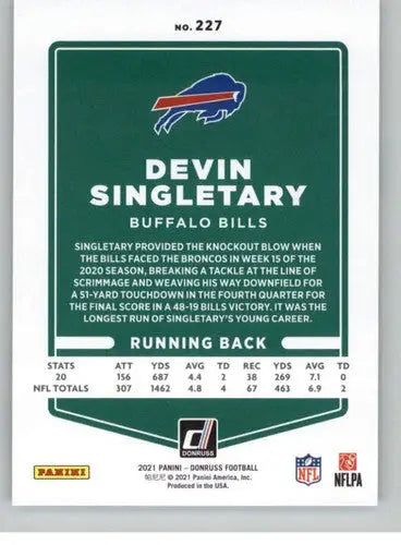 2021 Donruss Devin Singletary football card with original gloss from Simply Sandoval